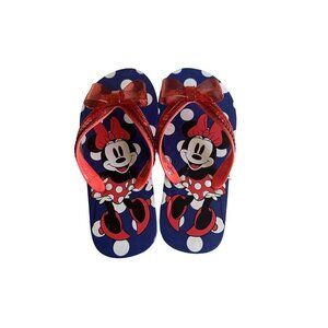 Disney‎ Minnie Mouse Polka Dot Flip Flops With Bow For Kids Size 11-13